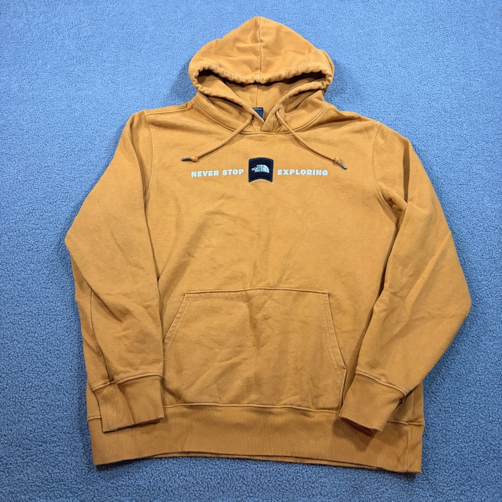 The North Face Hoodie Mens L Gold Never Stop Exploring A3Y9J Pullover Graphic